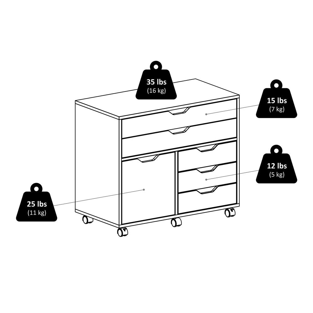 Halifax 3 Section Mobile Storage Cabinet, White