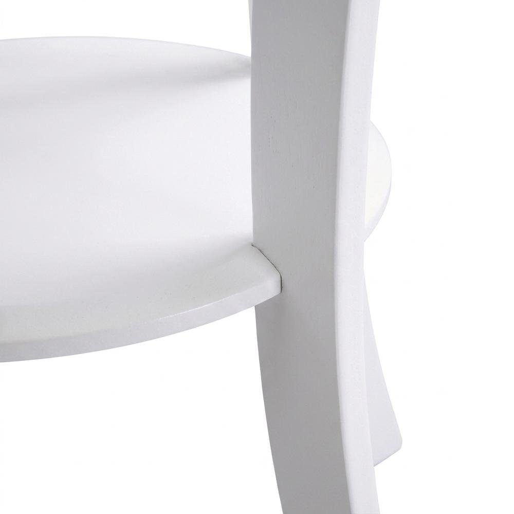 Solid Wood Round Accent Side Table, Small End Table for Bedroom, White