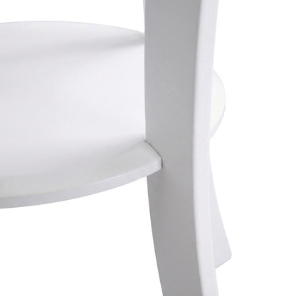 Solid Wood Round Accent Side Table, Small End Table for Bedroom, White