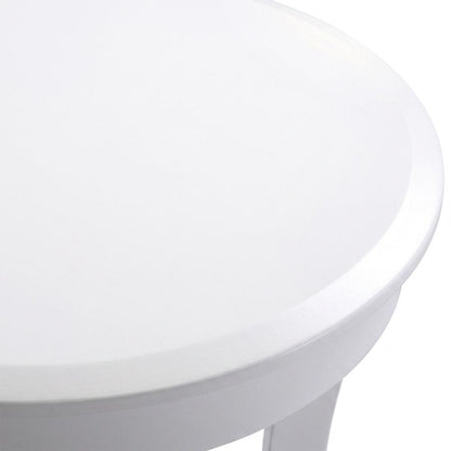 Solid Wood Round Accent Side Table, Small End Table for Bedroom, White