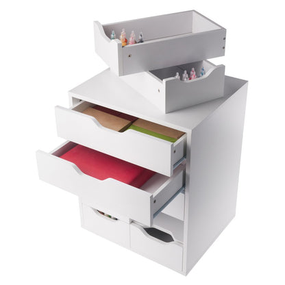 Norfolk 6 Bins, 2 Drawer Mobile Cabinet, White Finish