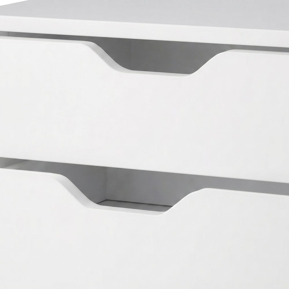 Contemporary Composite Wood Mobile Floor Cabinet with 6 Bins, 2 Drawers, White