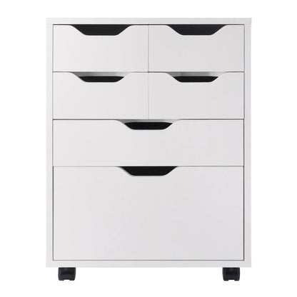 Norfolk 4 Bins, 2 Drawer Mobile Cabinet, White Finish