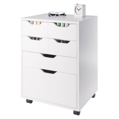 Norfolk 4 Bins, 2 Drawer Mobile Cabinet, White Finish