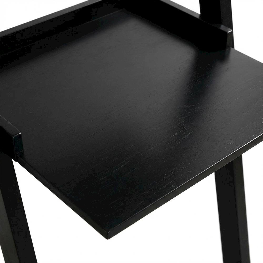 Black Leaning Desk, Ladder Design, Computer Table, Two Storage Shelves