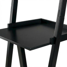 Black Leaning Desk, Ladder Design, Computer Table, Two Storage Shelves