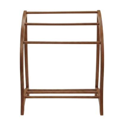 Solid Wood Blanket Rack Stand, Living Room Blanket Holder In Walnut Finish