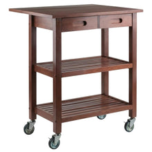 Kitchen Cart with Drop Leaf Extension, Slatted Shelf, Locking Casters