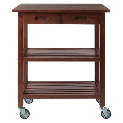 Kitchen Cart with Drop Leaf Extension, Slatted Shelf, Locking Casters