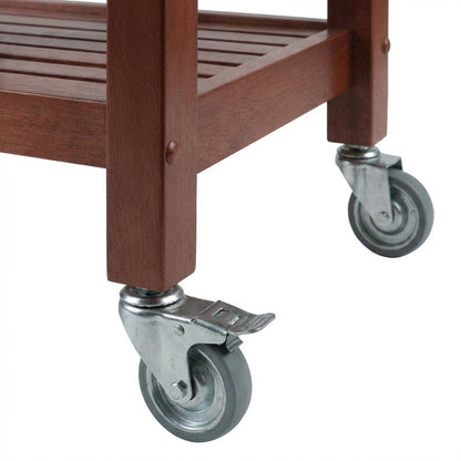Kitchen Cart with Drop Leaf Extension, Slatted Shelf, Locking Casters