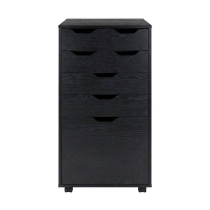 Black Tall Mobile Storage Cabinet, Bins Drawers Rolling Organizer