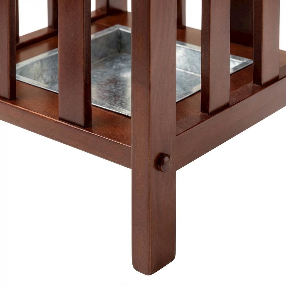 Umbrella Stand with Metal Tray, Solid Wood Accent, Walnut Finish