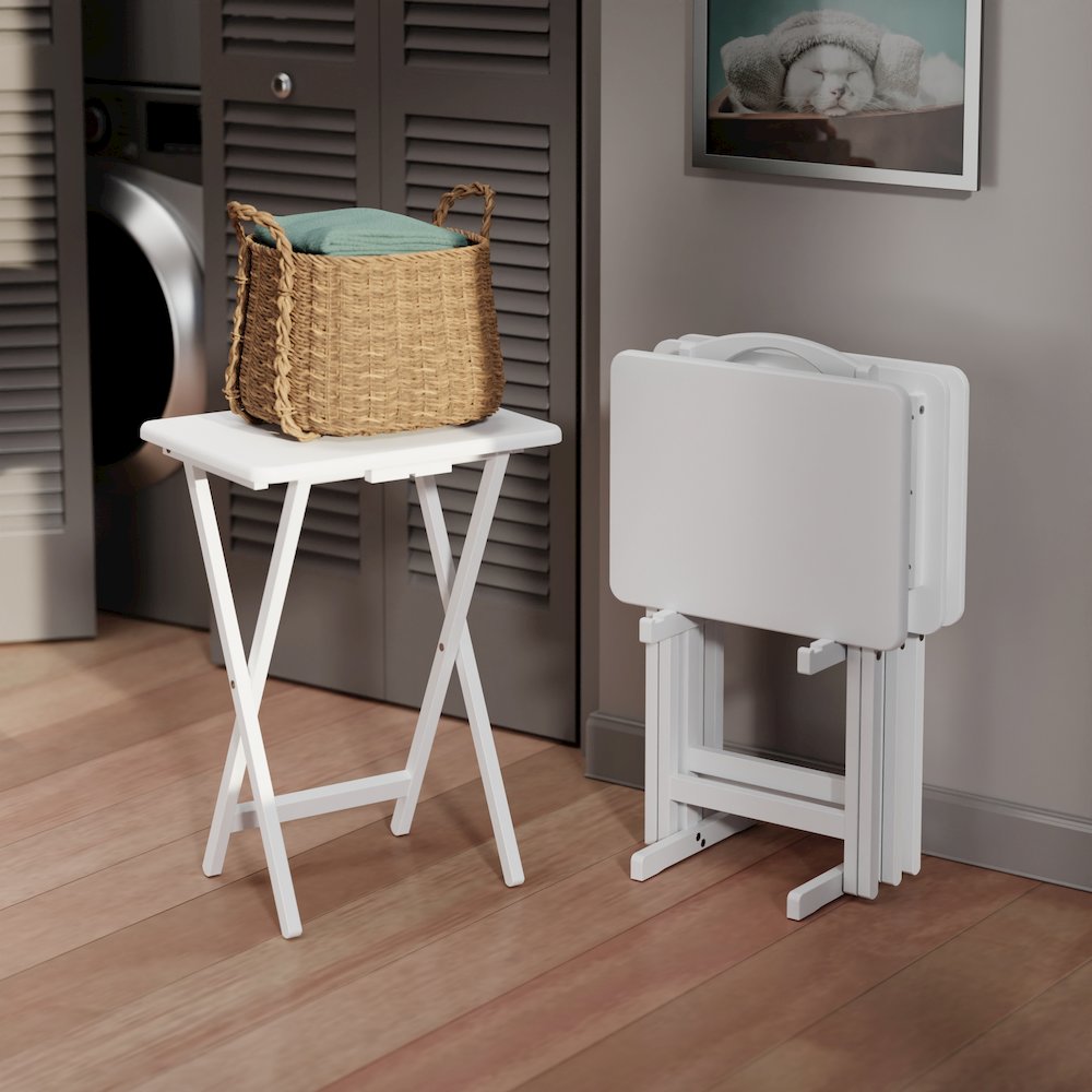 Alex 5-Pc Snack Table Set, White