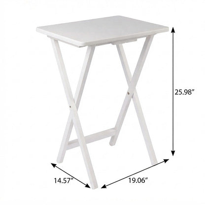 Solid Wood Folding TV Tray Table Set of 5, Portable Snack Tables, White