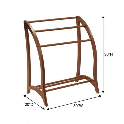Solid Wood Blanket Rack Stand, Living Room Blanket Holder In Walnut Finish