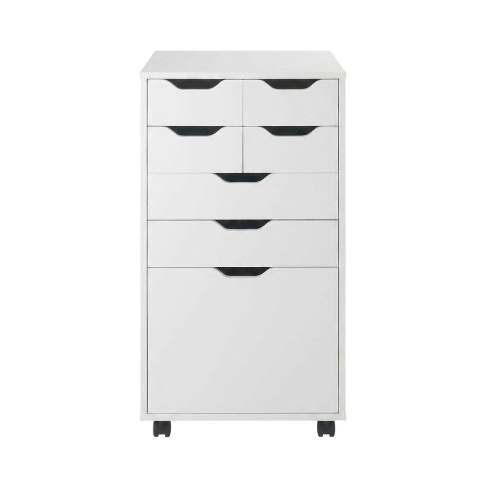 White Tall Mobile Storage Cabinet, Multi-Storage Rolling Pantry