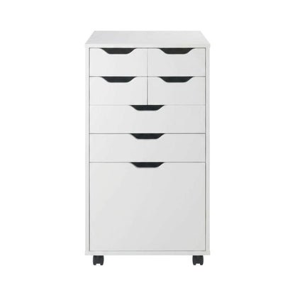 White Tall Mobile Storage Cabinet, Multi-Storage Rolling Pantry