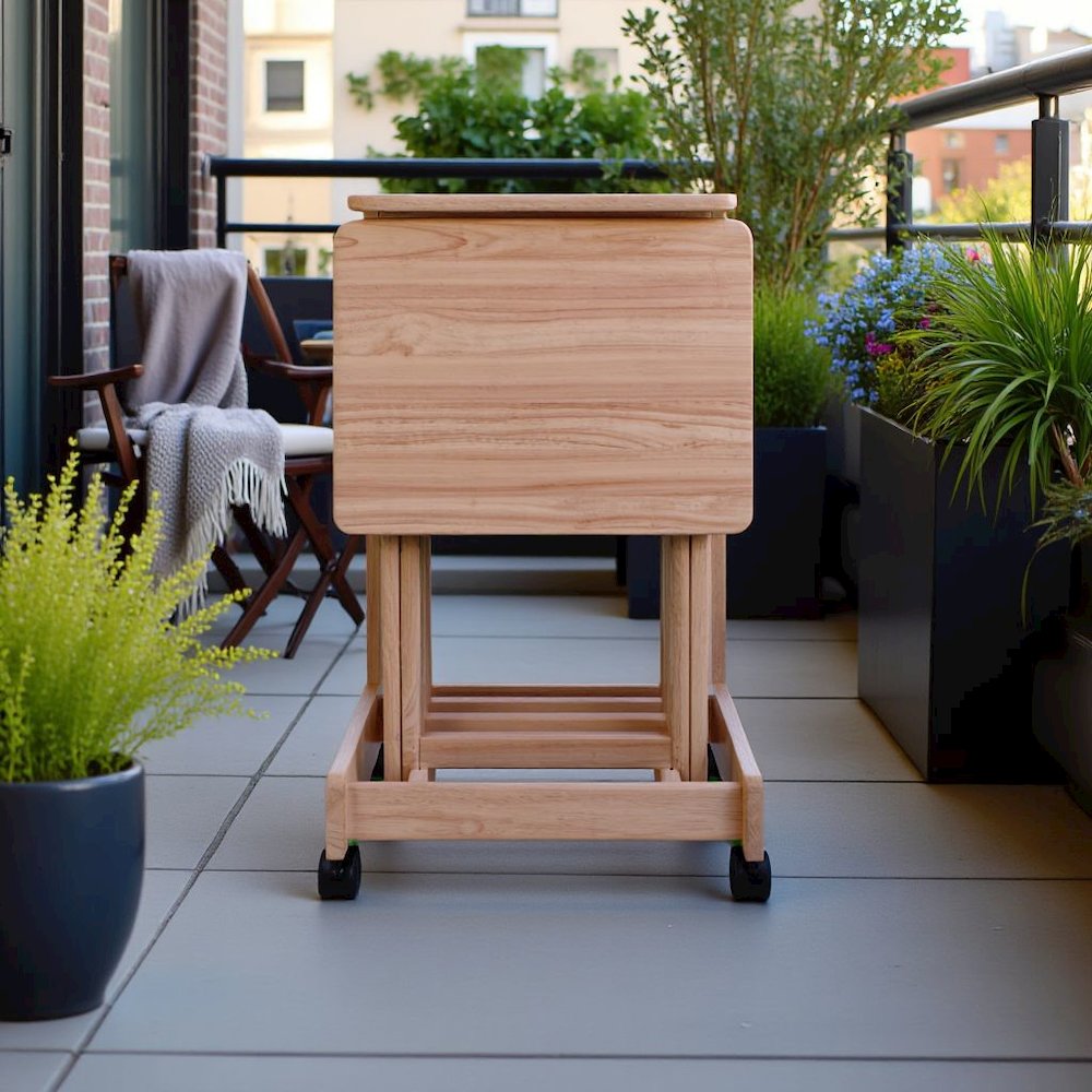 Natural color Solid Wood TV Trays – Folding Snack Tables for Eating and Serving