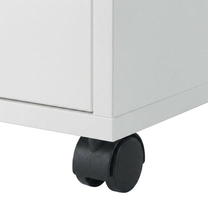 White Tall Mobile Storage Cabinet, Multi-Storage Rolling Pantry