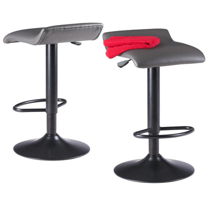 Tarah Adjustable Swivel Stools, 2-Pc Set, Black & Slate Gray