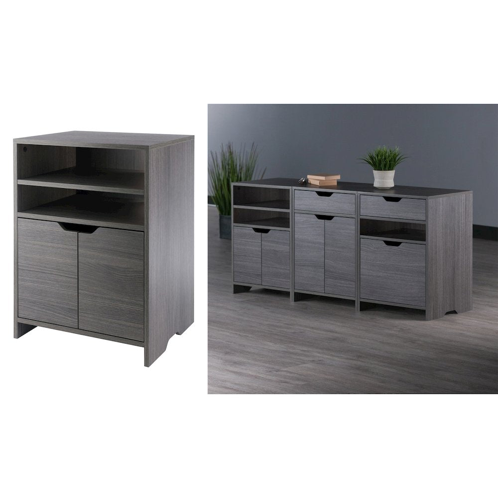 Nova Open Shelf Storage Cabinet, Charcoal