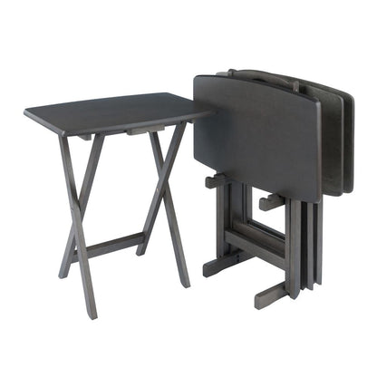 Dorian 5pc Oversized Snack Table Set, Oyster Finish