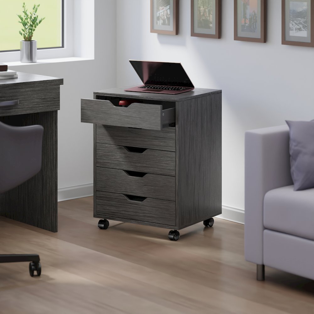 Halifax 5-Drawer Mobile Cabinet, Charcoal
