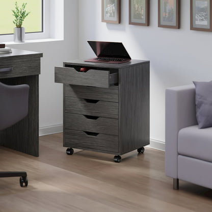 Halifax 5-Drawer Mobile Cabinet, Charcoal