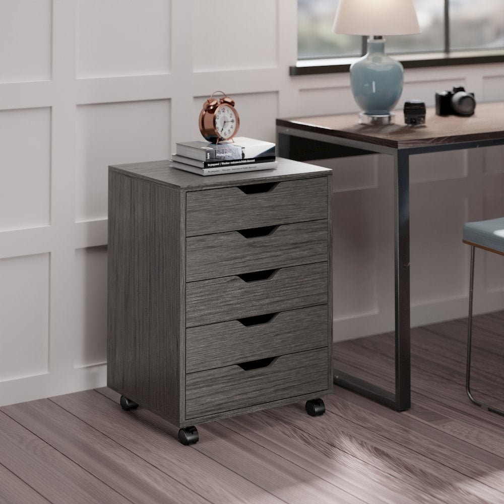 Halifax 5-Drawer Mobile Cabinet, Charcoal