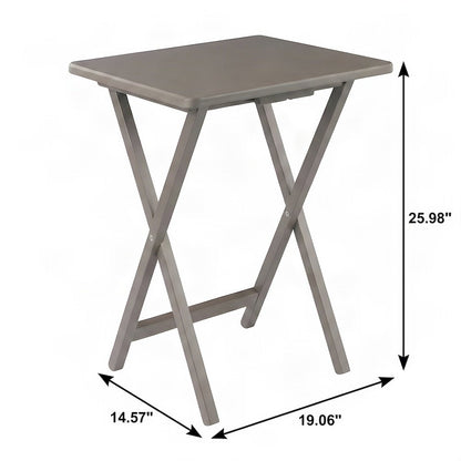 Solid Wood Folding TV Tray Table Set with Storage Rack, 5-Piece, Oyster Gray