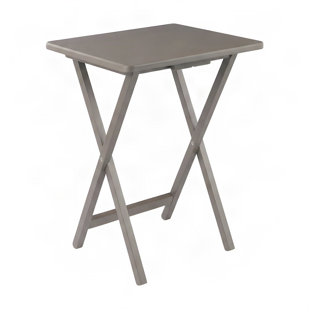 Solid Wood Folding TV Tray Table Set with Storage Rack, 5-Piece, Oyster Gray