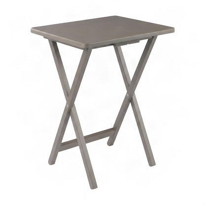 Solid Wood Folding TV Tray Table Set with Storage Rack, 5-Piece, Oyster Gray