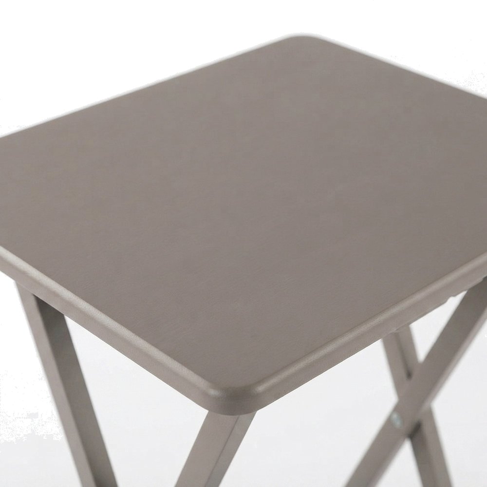 Solid Wood Folding TV Tray Table Set with Storage Rack, 5-Piece, Oyster Gray