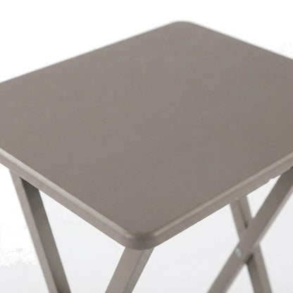 Solid Wood Folding TV Tray Table Set with Storage Rack, 5-Piece, Oyster Gray