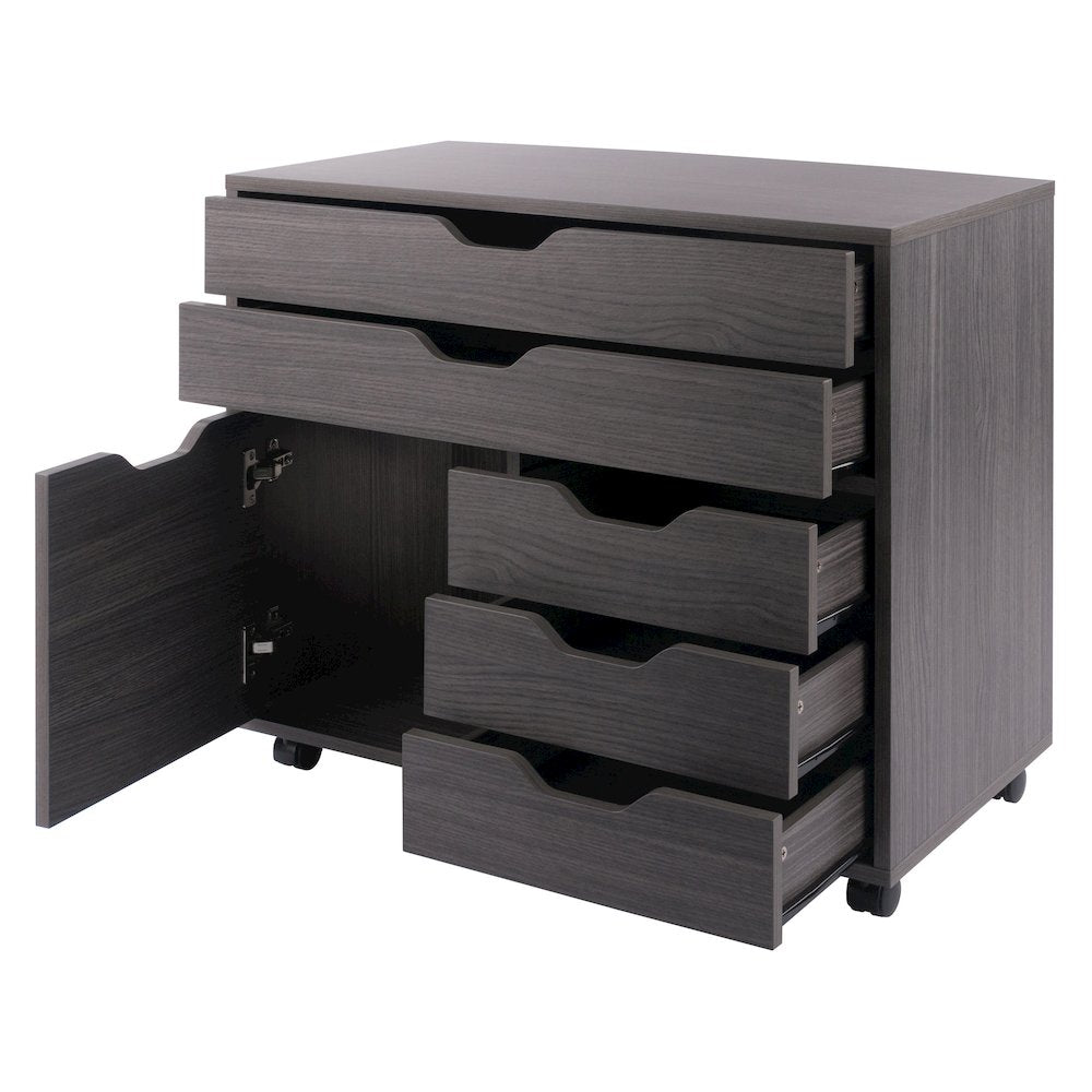 Halifax 3-Section Multi-Storage Mobile Cabinet, Charcoal