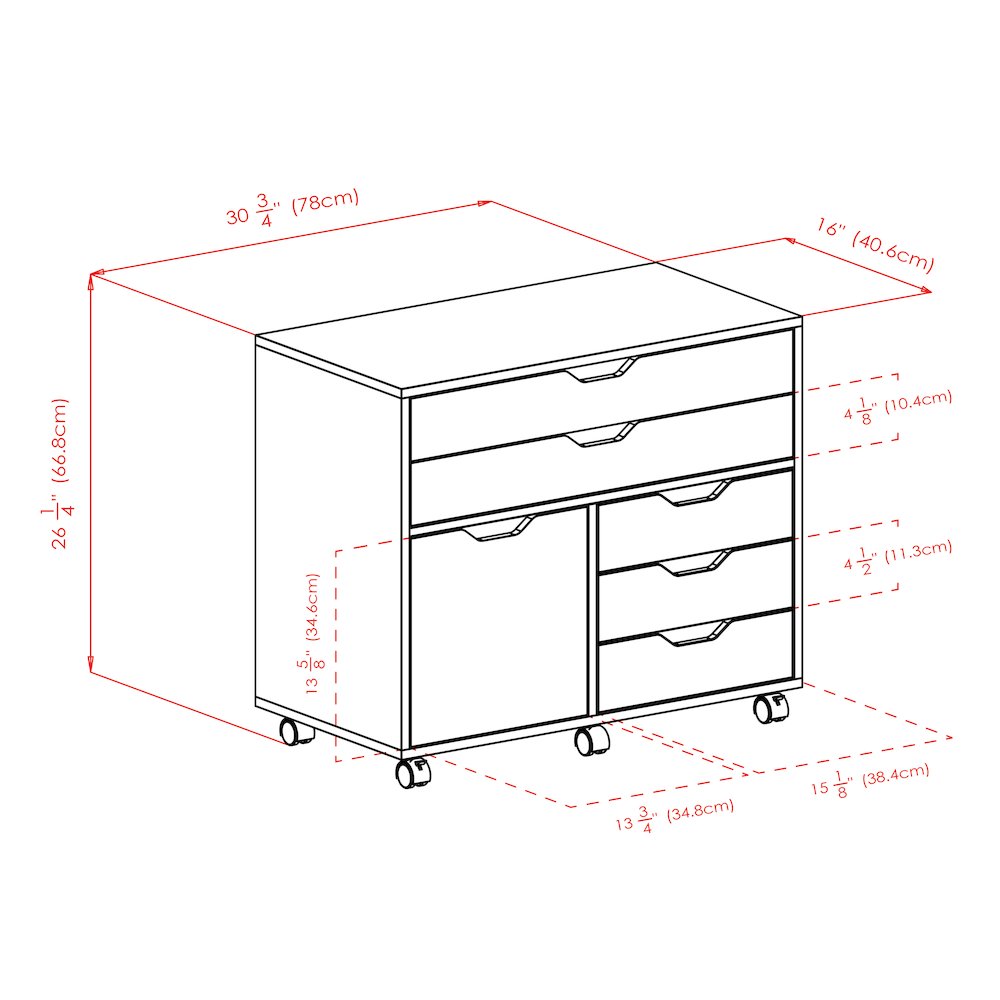 Halifax 3-Section Multi-Storage Mobile Cabinet, Charcoal