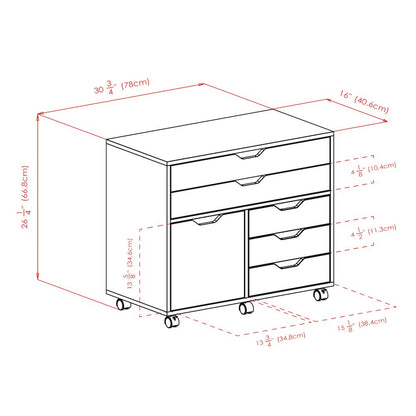 Halifax 3-Section Multi-Storage Mobile Cabinet, Charcoal