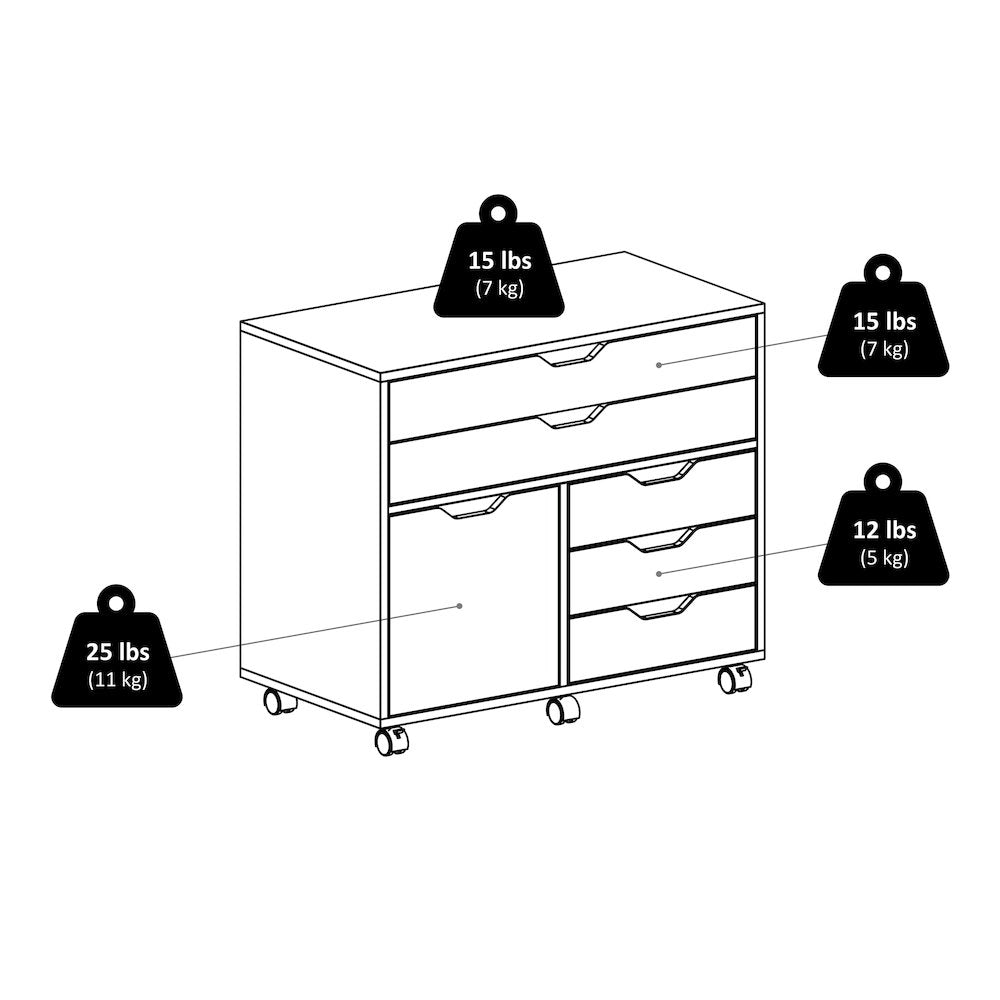 Halifax 3-Section Multi-Storage Mobile Cabinet, Charcoal