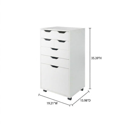 White Tall Mobile Storage Cabinet, Multi-Storage Rolling Pantry