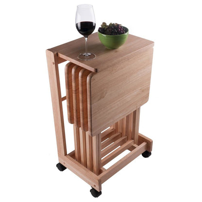 Natural color Solid Wood TV Trays – Folding Snack Tables for Eating and Serving