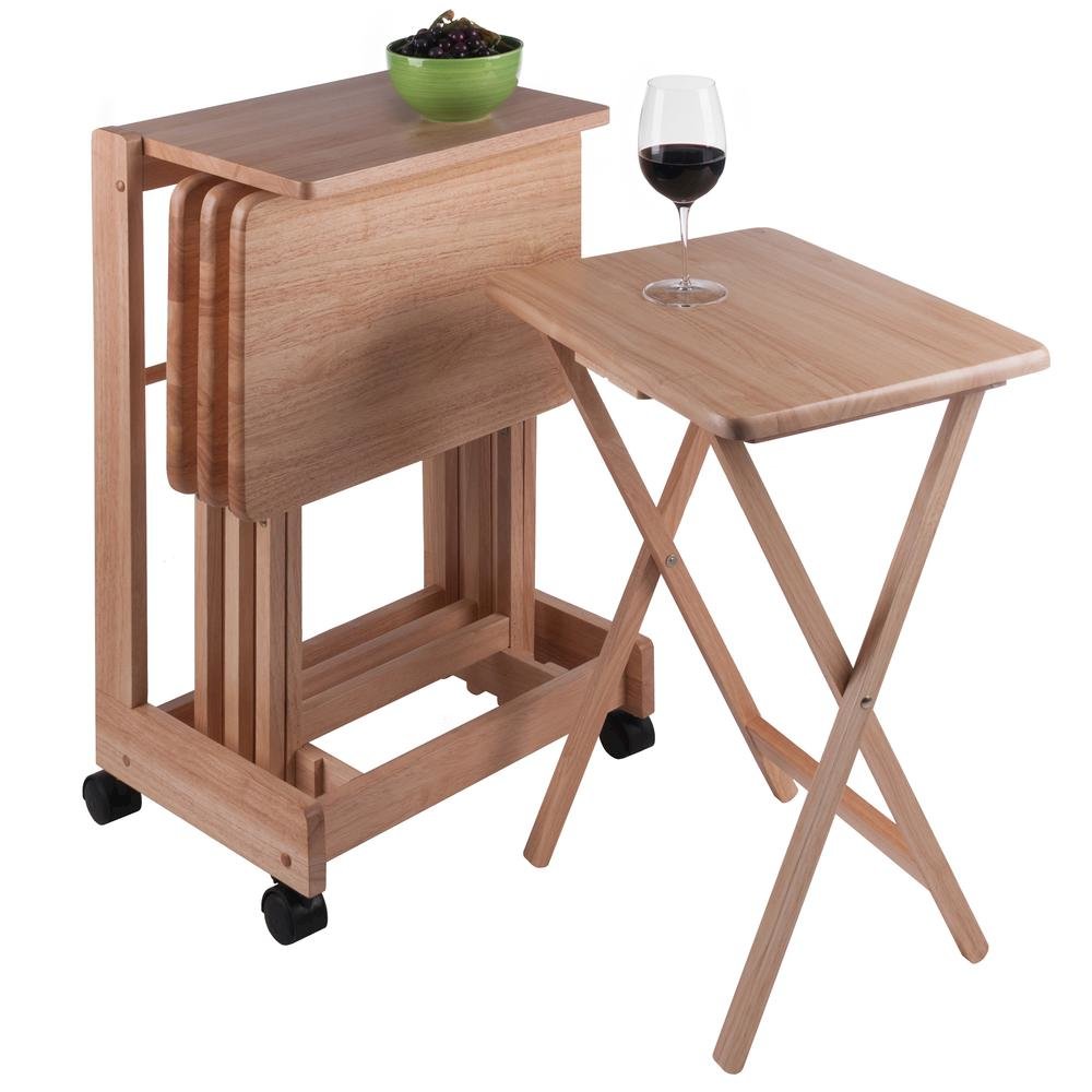 Natural color Solid Wood TV Trays – Folding Snack Tables for Eating and Serving