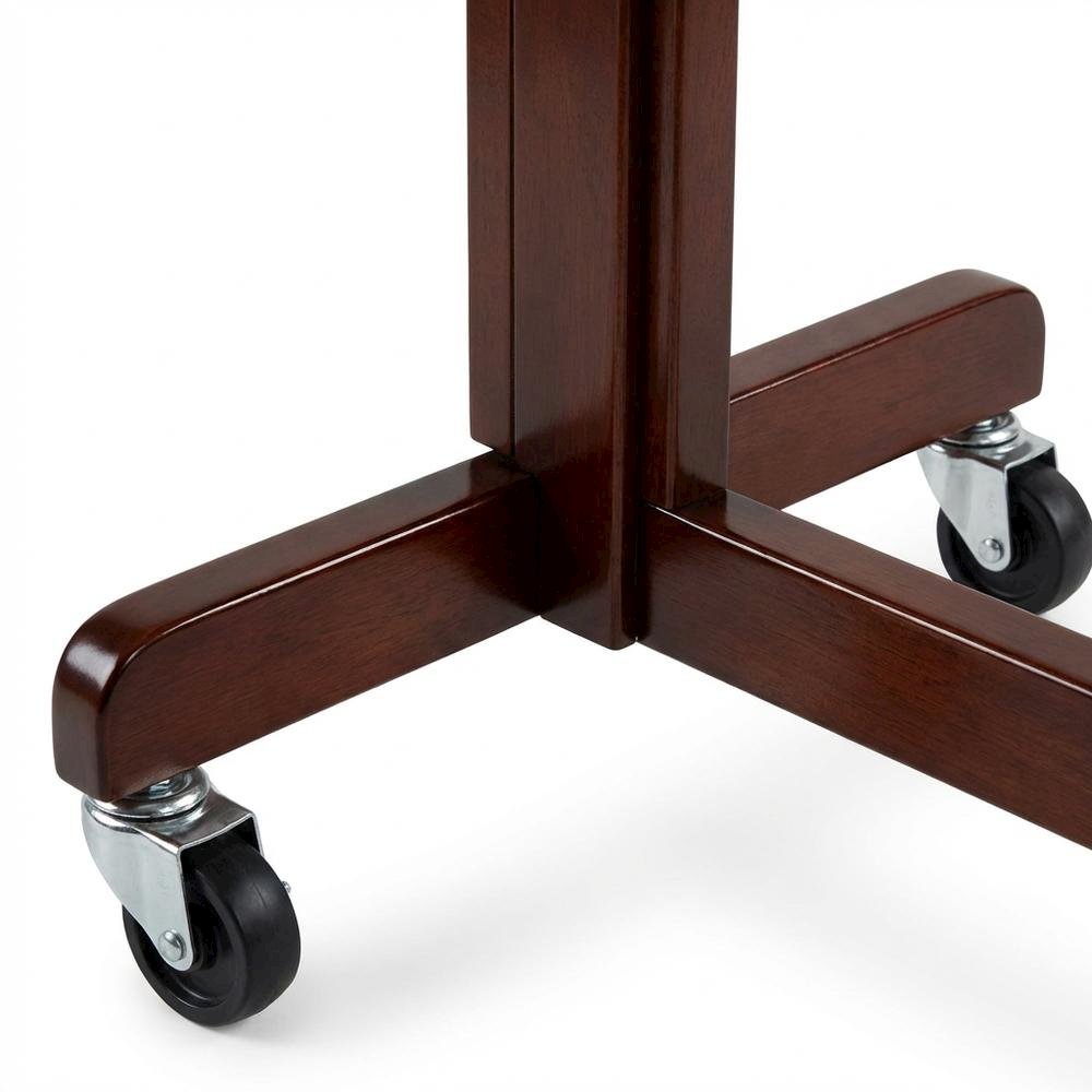 Antique Walnut Adjustable Laptop Cart with Solid Wood Finish for Mobility
