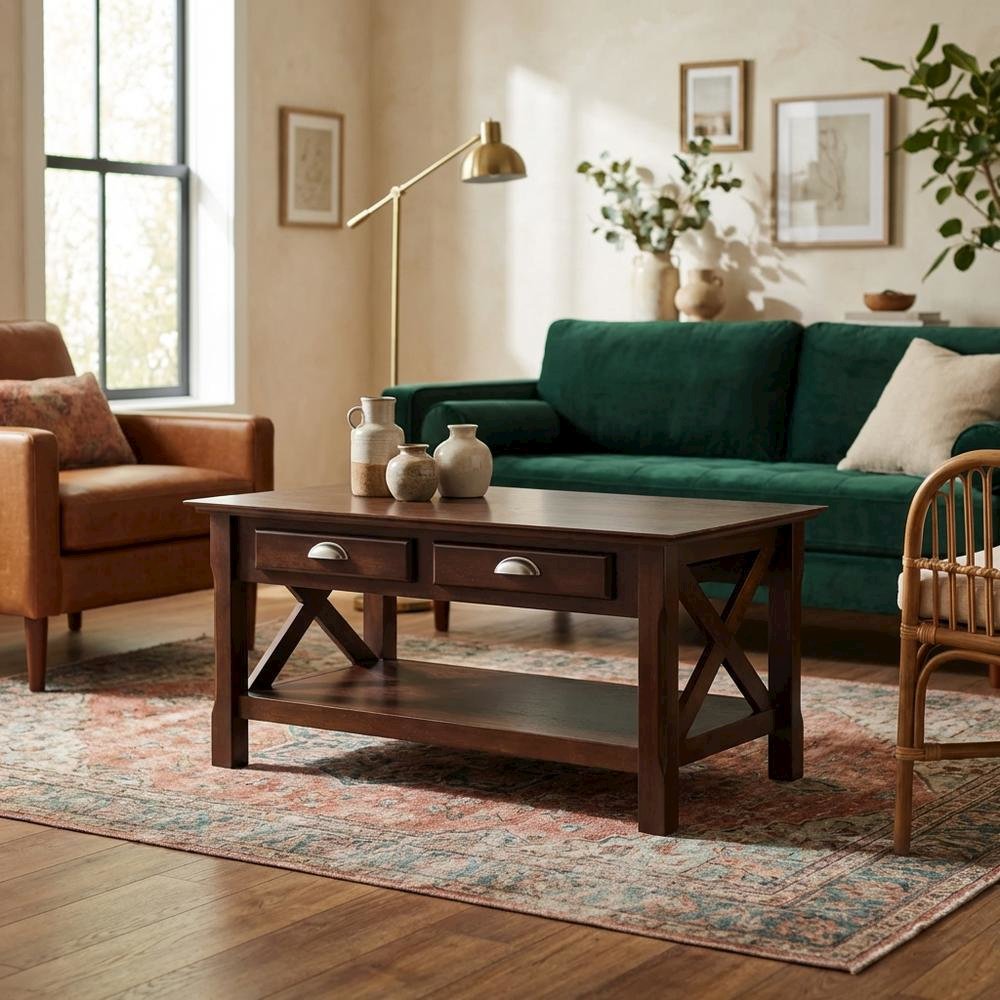 Coffee Table with 2 Storage Drawers for Living Room