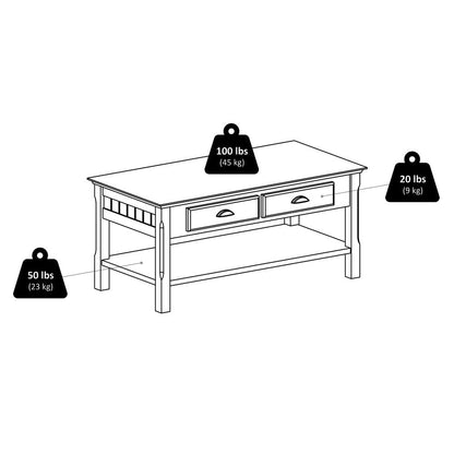 Timer Coffee Table, drawers and shelf