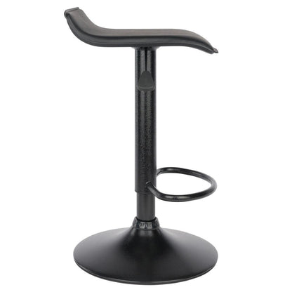 Obsidian Set of 2 Adjustable Swivel Air Lift Stool, Backless, Black PVC Seat, Black Metal Post and Base