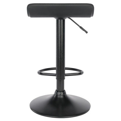 Obsidian Set of 2 Adjustable Swivel Air Lift Stool, Backless, Black PVC Seat, Black Metal Post and Base