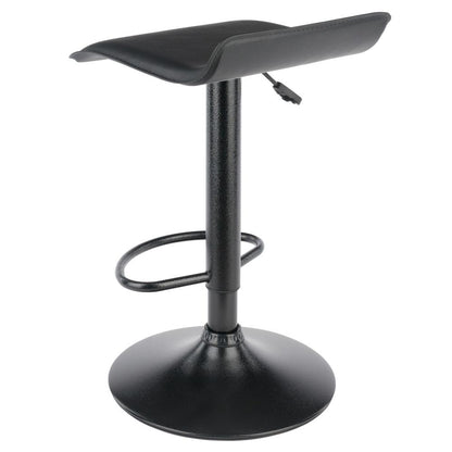 Obsidian Set of 2 Adjustable Swivel Air Lift Stool, Backless, Black PVC Seat, Black Metal Post and Base