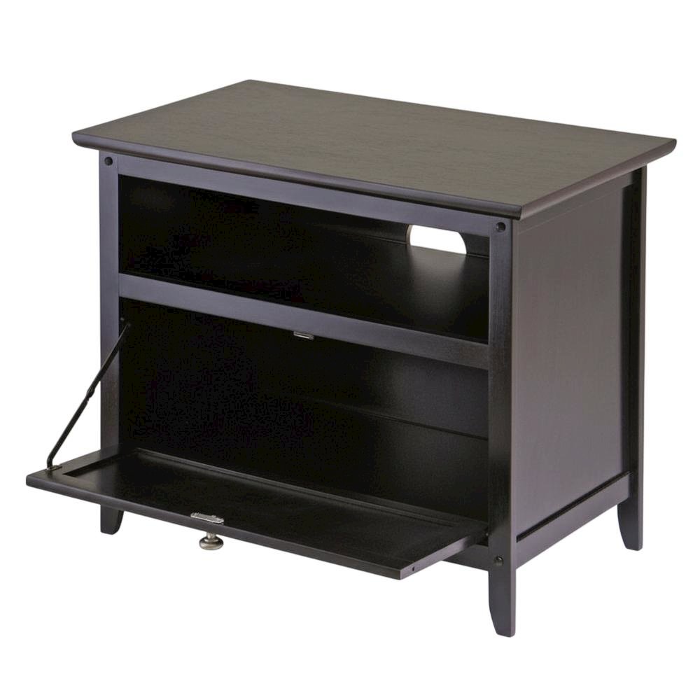 Dark Espresso TV Stand with Solid Wood Construction and Transitional Style