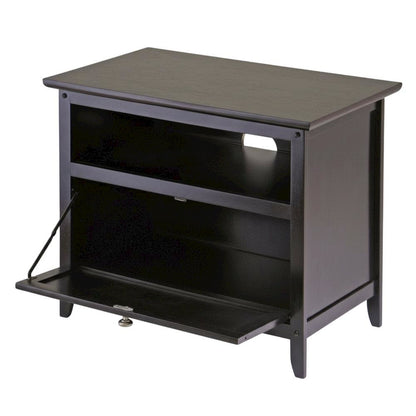 Dark Espresso TV Stand with Solid Wood Construction and Transitional Style