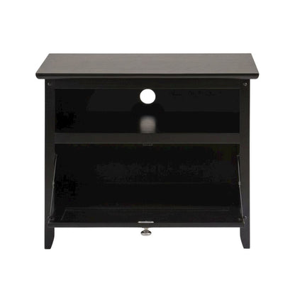 Dark Espresso TV Stand with Solid Wood Construction and Transitional Style